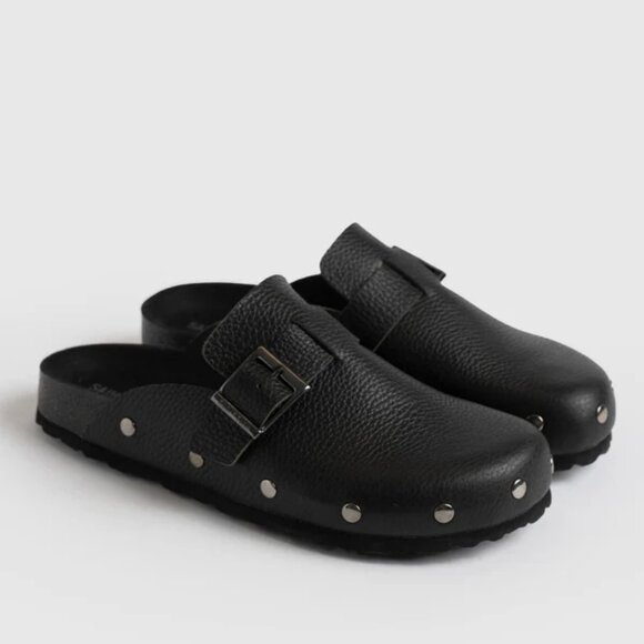 Saint + Sofia black leather studded clog 9 - Picture 1 of 4